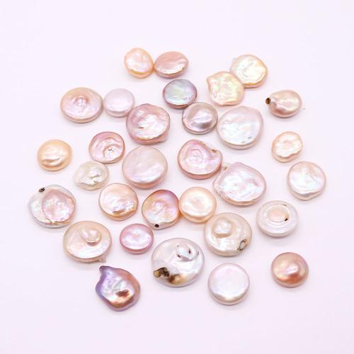 Cultured Button Freshwater Pearl Beads DIY multi-colored 14mmx14mm- Sold By PC