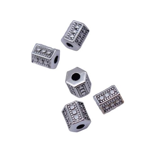 Zinc Alloy Spacer Beads Hexagon plated DIY antique silver color Sold By Bag