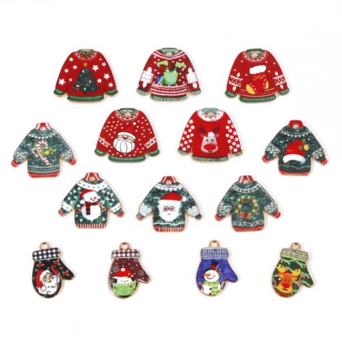 Stainless Steel Pendants Zinc Alloy gold color plated Christmas Design & DIY & enamel Sold By Bag