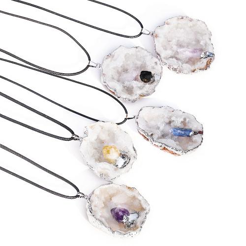 Gemstone Pendants Jewelry Agate with Amethyst & Citrine & Kyanite & Zinc Alloy gold color plated DIY Sold By PC