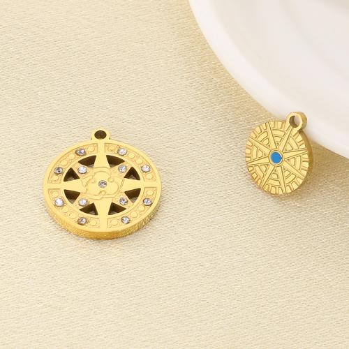 Stainless Steel Pendants 304 Stainless Steel with Resin gold color plated DIY & with rhinestone golden Sold By Bag