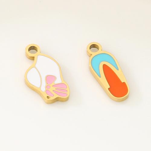 Stainless Steel Pendants 304 Stainless Steel with Resin gold color plated DIY golden Sold By Bag