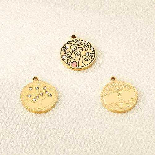 Stainless Steel Pendants 304 Stainless Steel with Resin gold color plated DIY & enamel & with rhinestone golden Sold By Bag
