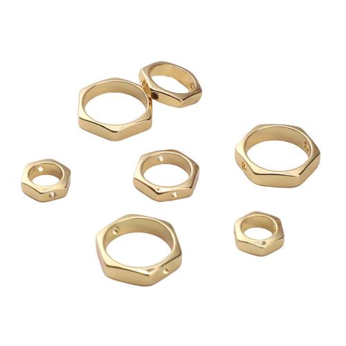 Brass Frame Bead Hexagon 14K gold-filled DIY Sold By PC