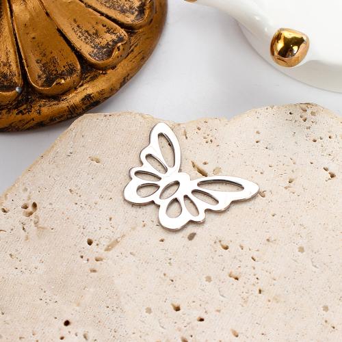 Stainless Steel Animal Pendants 304 Stainless Steel Butterfly silver color plated DIY silver color Sold By PC