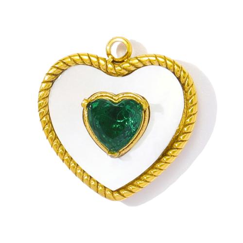 Stainless Steel Pendants 304 Stainless Steel with ABS Plastic Pearl plated DIY & micro pave cubic zirconia & enamel & with rhinestone Sold By Bag