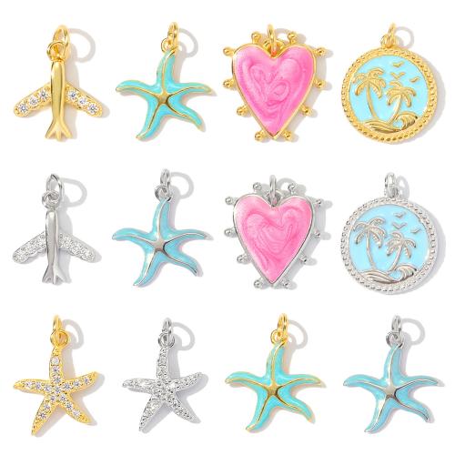 Nerezová ocel Šperky Přívěsky, 304 Stainless Steel, DIY & micro vydláždit kubické zirkony & smalt, více barev na výběr, 3PC/Bag, Prodáno By Bag