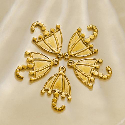 Colgantes de Acero Inoxidable, acero inoxidable 304, Paraguas, chapado en color dorado, Bricolaje, dorado, 10PCs/Bolsa, Vendido por Bolsa