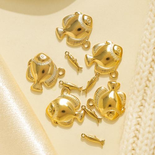 Acero inoxidable Colgantes Animal, acero inoxidable 304, Pez, chapado en color dorado, Bricolaje, dorado, 10PCs/Bolsa, Vendido por Bolsa