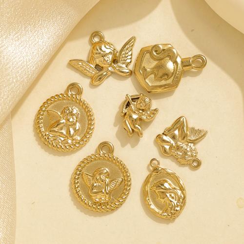 Nerezová ocel Šperky Přívěsky, 304 Stainless Steel, DIY, zlatý, 10PC/Bag, Prodáno By Bag