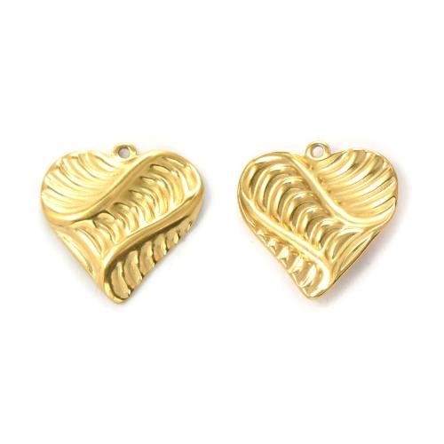 Přívěsky srdce z nerezové oceli, 304 Stainless Steel, barva pozlacený, DIY, zlatý, 10PC/Bag, Prodáno By Bag