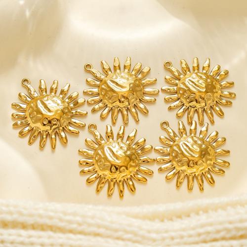 Colgantes de Acero Inoxidable, acero inoxidable 304, sol, chapado en color dorado, Bricolaje, dorado, 10PCs/Bolsa, Vendido por Bolsa
