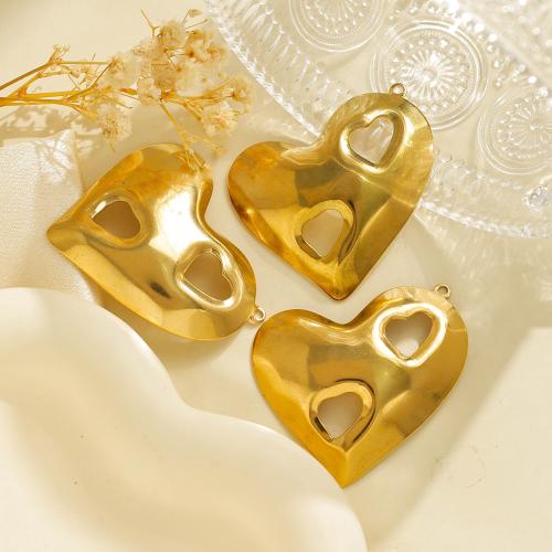 Přívěsky srdce z nerezové oceli, 304 Stainless Steel, barva pozlacený, DIY, zlatý, 10PC/Bag, Prodáno By Bag