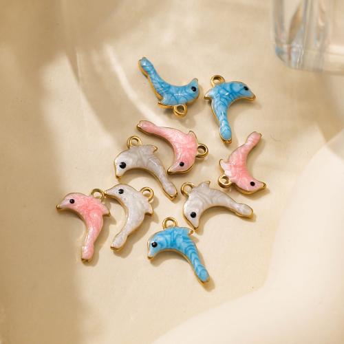 Stainless Steel Animal Pendants 304 Stainless Steel Dolphin plated DIY & enamel Sold By Bag
