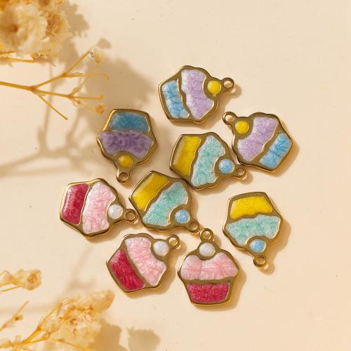 Stainless Steel Pendants 304 Stainless Steel Cake plated DIY & enamel Sold By Bag