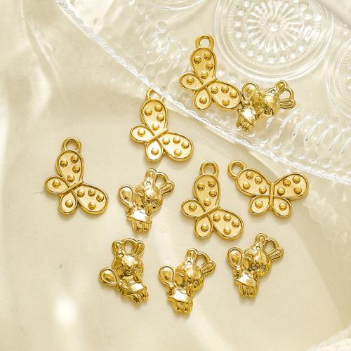 Acero inoxidable Colgantes Animal, acero inoxidable 304, chapado en color dorado, Bricolaje, dorado, 10PCs/Bolsa, Vendido por Bolsa