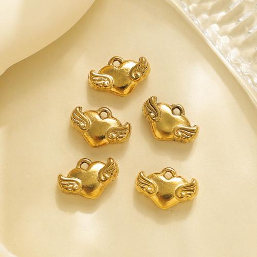 Přívěsky srdce z nerezové oceli, 304 Stainless Steel, barva pozlacený, DIY, zlatý, 10PC/Bag, Prodáno By Bag