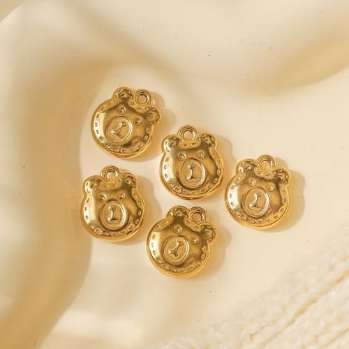 Acero inoxidable Colgantes Animal, acero inoxidable 304, Oso, chapado en color dorado, Bricolaje, dorado, 10Strandsfilamento/Bolsa, Vendido por Bolsa