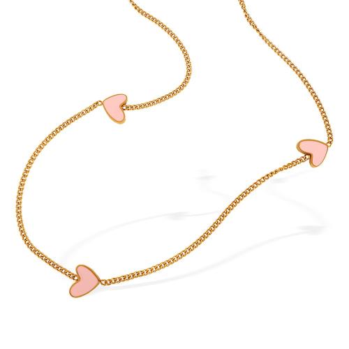 Stainless Steel Jewelry Necklace 304 Stainless Steel plated fashion jewelry & for woman & enamel golden Sold By PC