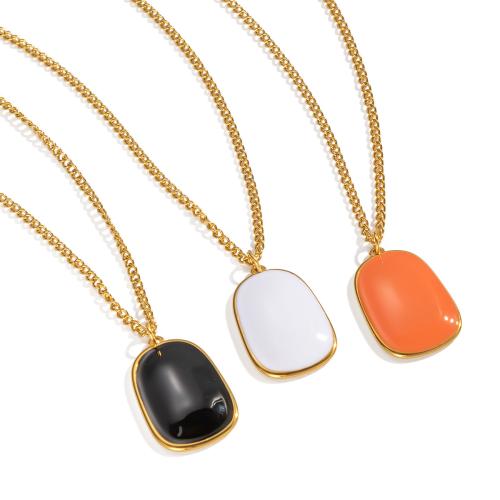 Stainless Steel Jewelry Necklace 304 Stainless Steel gold color plated fashion jewelry & for woman & enamel Sold By PC