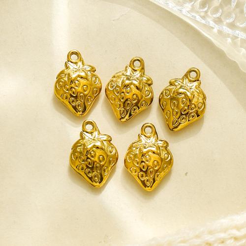 Roestvrij stalen sieraden Hangers, 304 roestvrij staal, Aardbei, gold plated, DIY, gouden, 10pC's/Bag, Verkocht door Bag