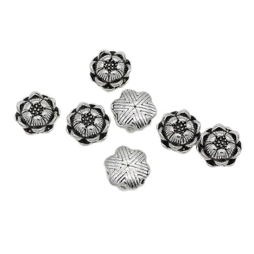 Zinc Alloy Spacer Beads Flower silver color plated DIY antique silver color Sold By Bag