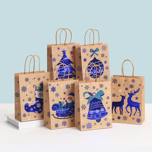 Kraft Bag Regalo di Natale, Stampa, diversi modelli per la scelta, 210x150x80mm, Venduto da PC