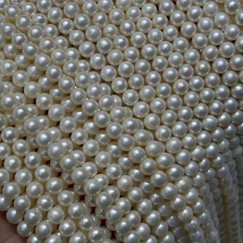 Ryżowe koraliki z pereł hodowlanych słodkowodnych, Perła naturalna słodkowodna, Lekko okrągły, DIY, biały, 3-5mm, sprzedawane na 38 cm Strand