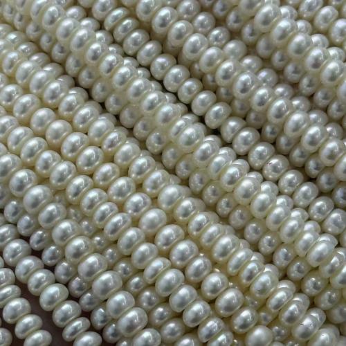 Natural Freshwater Pearl Loose Beads Flat Round DIY 4-5mm Sold Per 38 cm Strand