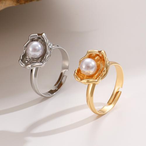 Zinklegierung Schmucksets, Stud Ohrring & Fingerring & Halskette, mit ABS-Kunststoff-Perlen, goldfarben plattiert, Modeschmuck, keine, verkauft von PC