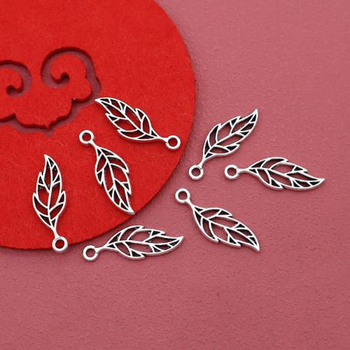 Zinc Alloy Leaf Pendants silver color plated DIY & hollow antique silver color Sold By Bag