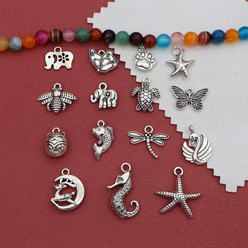 Zinc Alloy Animal Pendants silver color plated DIY antique silver color Sold By Bag