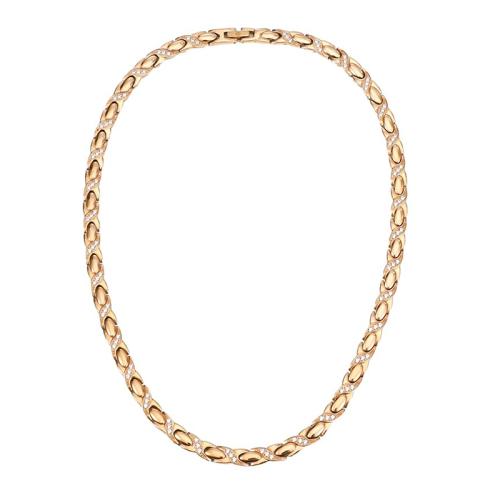 Aço inoxidável 304 colar, with Black+Magnetic+Stone Preto +Magnetic + Stone, micro pavimento em zircônia cúbica & para mulher, rosa dourado, comprimento Aprox 19.5 inchaltura, vendido por PC