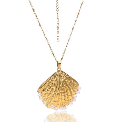 Jewelry Cruach dhosmálta muince, 304 Cruach dhosmálta, le Pearl Plaisteacha, Shell, dath an óir plated, jewelry faisin & cruan, órga, Díolta De réir PC