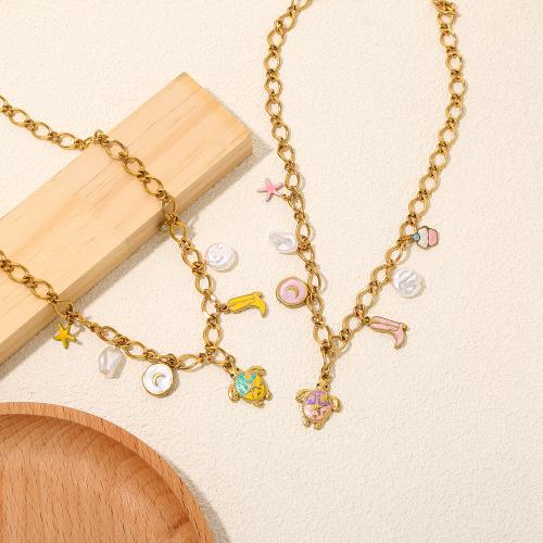 Jewelry Cruach dhosmálta muince, 304 Cruach dhosmálta, le Pearl Plaisteacha, dath an óir plated, jewelry faisin & cruan, órga, Díolta De réir PC