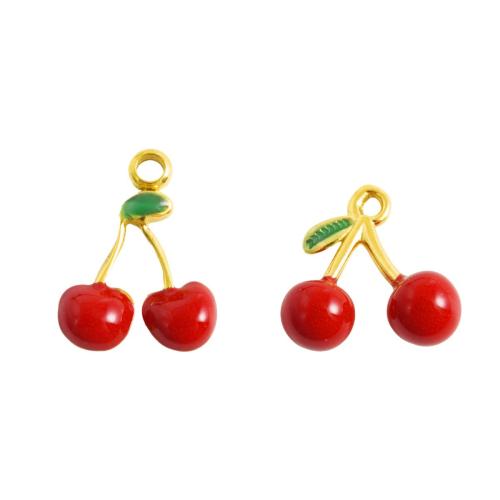 Stainless Steel Pendants 304 Stainless Steel Cherry plated DIY & enamel Sold By Bag