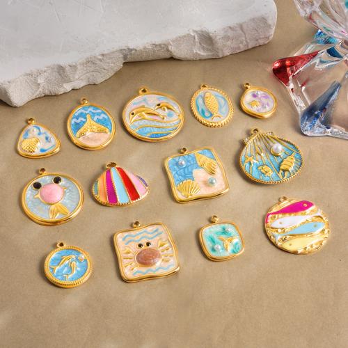 Ciondoli gioielli in acciaio inox, 304 acciaio inox, with perla in plastica, placcato, DIY & smalto, nessuno, 10PC/borsa, Venduto da borsa