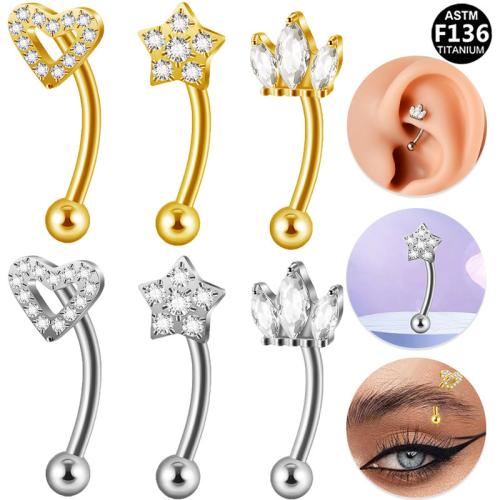 Titanium Alloy Piercing Earring with Zinc Alloy plated Unisex & micro pave cubic zirconia 10mm Sold By PC