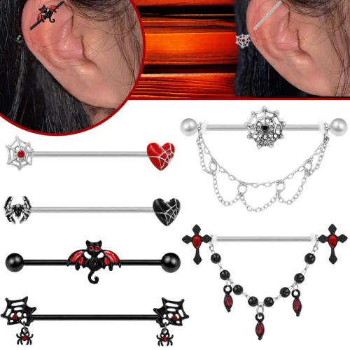 Acier titane piercing oreille, Placage, unisexe & styles différents pour le choix & émail & avec strass, Vendu par PC