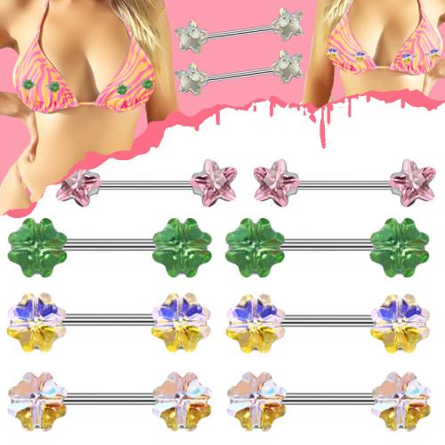 Zinc Alloy nipple ring plated Unisex & with rhinestone Sold By PC