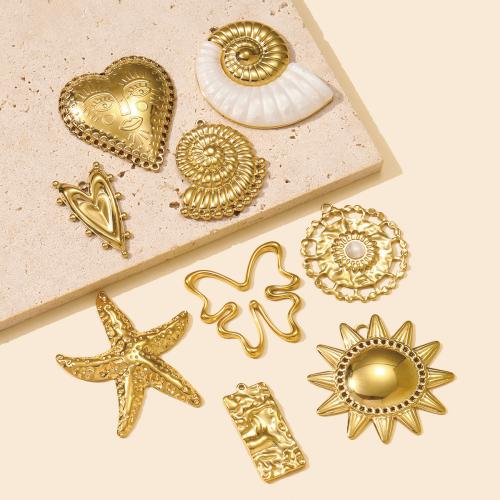 Stainless Steel Pendants 304 Stainless Steel with Resin gold color plated DIY Sold By Bag