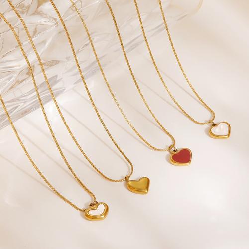 Stainless Steel Jewelry Necklace 304 Stainless Steel plated & for woman & enamel Sold By PC