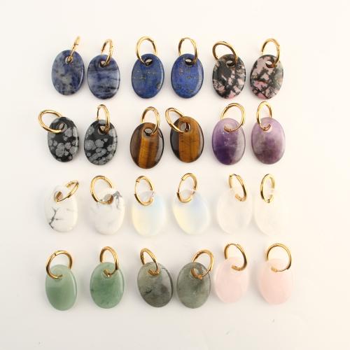 Gemstone Earrings, misto de pedras semi-preciosas, with Aço inoxidável 304, joias de moda & materiais diferentes para a escolha & para mulher, 34x18x6mm, vendido por par