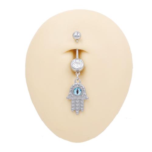 316L Stainless Steel Belly Ring plated Unisex & with rhinestone Sold By PC