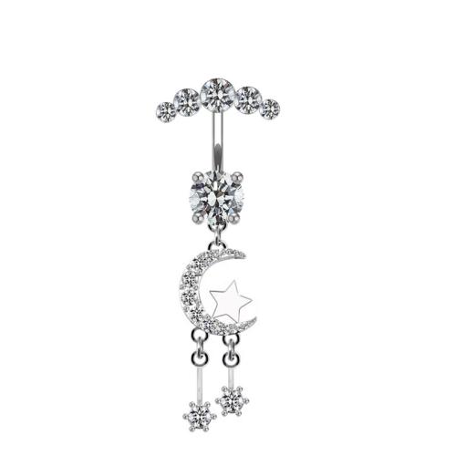 Brass Belly Ring with 304 Stainless Steel Unisex & with cubic zirconia Sold By PC
