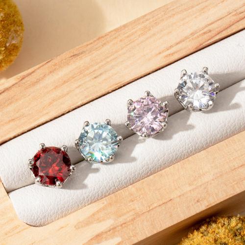 Stainless Steel Ear Piercing Jewelry Titanium Steel gold color plated fashion jewelry & micro pave cubic zirconia Sold By PC