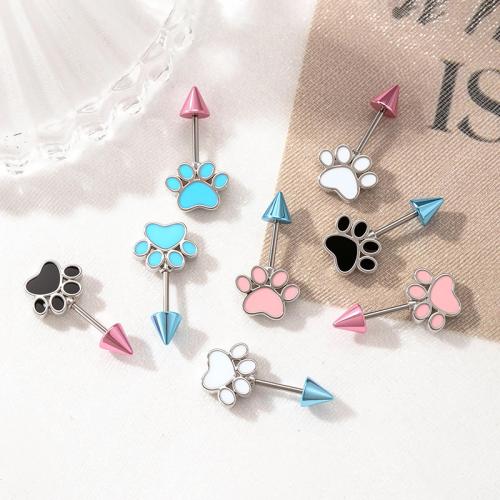 Stainless Steel Ear Piercing Jewelry Titanium Steel with Brass gold color plated fashion jewelry & enamel Sold By PC