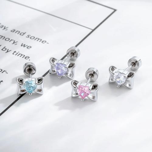 Stainless Steel Ear Piercing Jewelry Titanium Steel with Brass gold color plated fashion jewelry & enamel Sold By PC