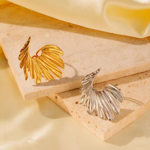 Stainless Steel Finger Ring 304 Stainless Steel Wing Shape Vacuum Plating fashion jewelry & for woman Sold By PC