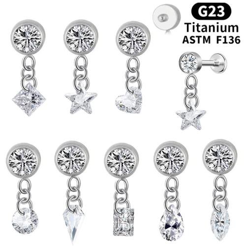 Titanium Alloy Lip Piercing Stud polished Unisex & micro pave cubic zirconia Sold By PC